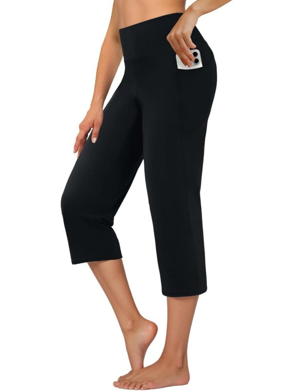 High Waist Cropped Capri Pants for Women, Yoga Style with Pockets, Comfy Fit